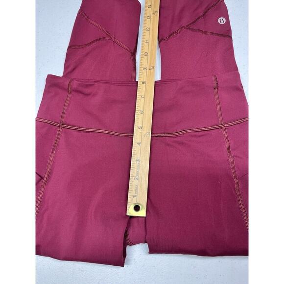Lululemon Pace Rival Crop Maroon Running Active Legging Size 4 - Picture 4 of 7